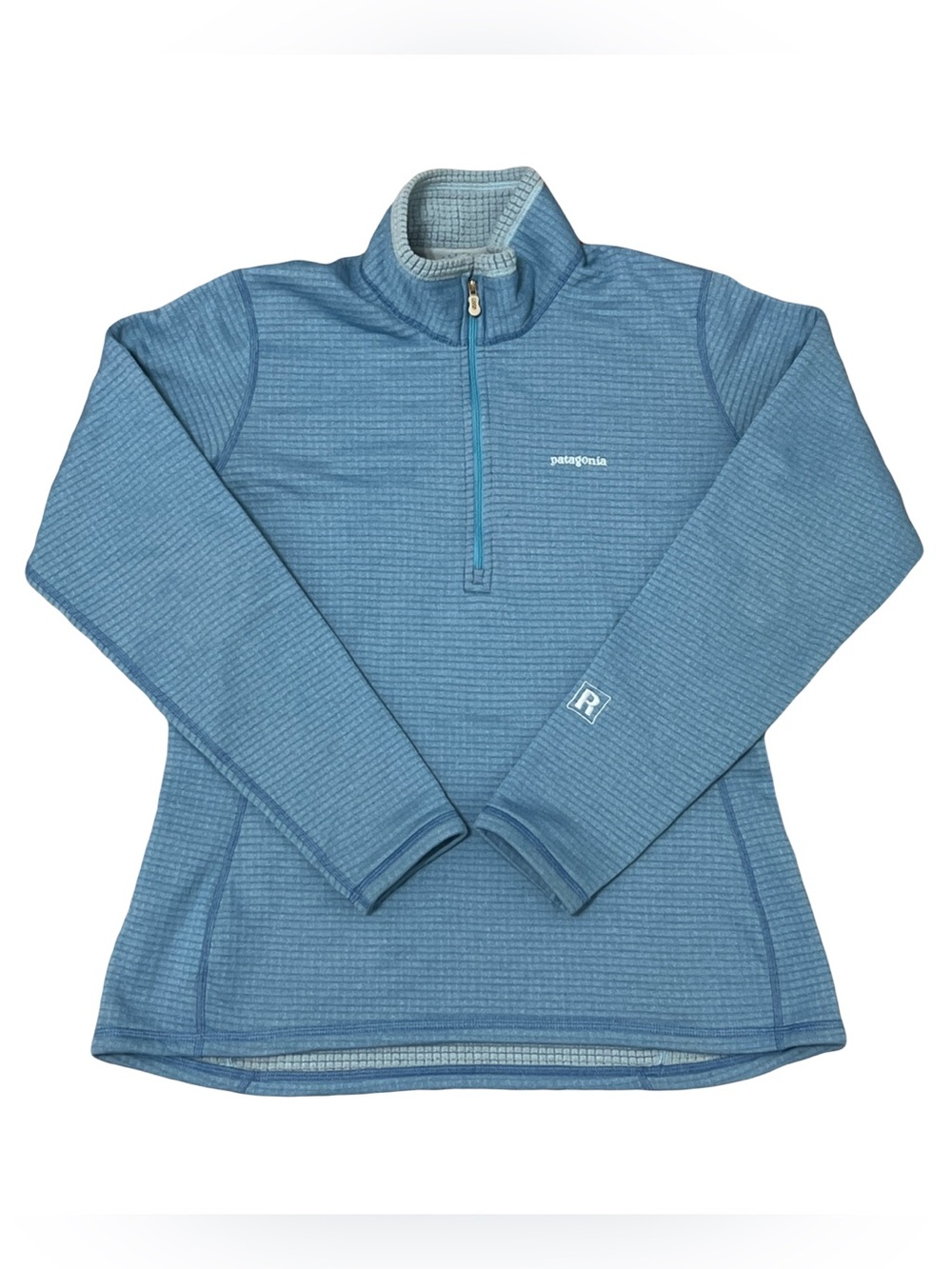 Patagonia 1/4 Zip Mock Neck Pullover Top | Blue Solid Long Sleeve | L | Flaw*